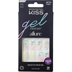 KISS Gel Fantasy Allure Press On Nails Band Of Color Glossy Gel Finish Salon Style Manicure