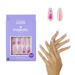 KISS Majestic Nails Lovely Bubbly Press On Nails Kit for a Salon-Style Manicure at Home