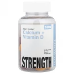 T-RQ Adult Calcium and Vitamin D Gummies for Bone Health and Immune Support Strawberry Orange Cherry Flavors 30 Count - T-RQ