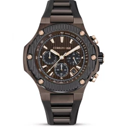 Cerruti 1881 Lucardo Men's Watch CIWGO0050602 Stainless Steel Black Silicone Strap 44mm Water Resistant 100m