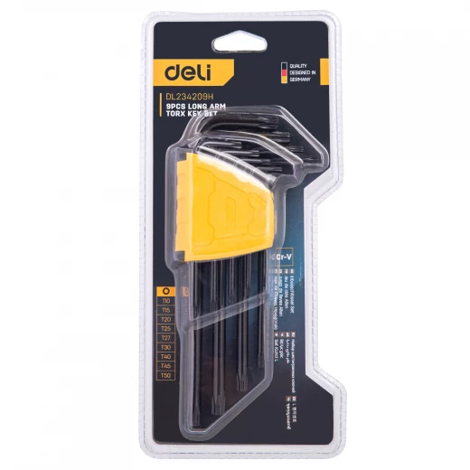 DELI Heavy Duty Torx Wrench Set 9 Piece EDL234209H Professional Grade Chrome Vanadium Steel for Automotive Repair and DIY Projects - Deli - Image 3
