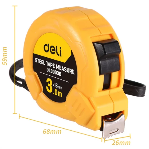Deli Tools Professional Tape Measure 3m x 16mm, Durable Steel Blade with Clear Markings, Impact Resistant ABS Shell, Ergonomic Design for Accurate Measurements - Deli - Image 2