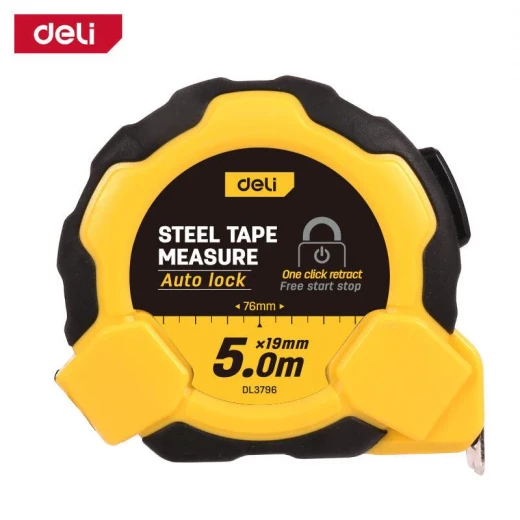 Deli Standard Measuring Tape EDL3796Y Professional Grade 5 Meter Length Durable ABS Casing with Clear Markings for Accurate Measurements Ideal for DIY and Construction Projects Deli Standard Measuring Tape EDL3796Y Professional Grade 5 Meter Length Durable ABS Casing with Clear Markings for Accurate Measurements Ideal for DIY and Construction Projects