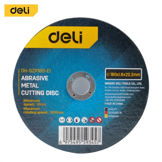 Deli 180mm Metal Cutting Disc, 1.6mm Thick, Carborundum Abrasive, Double Fiber Mesh Deli 180mm Metal Cutting Disc, 1.6mm Thick, Carborundum Abrasive, Double Fiber Mesh