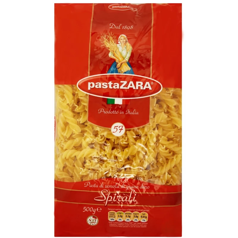 Pasta Zara Spirali Short Pasta 500g Pack Authentic Italian Cuisine - Zara