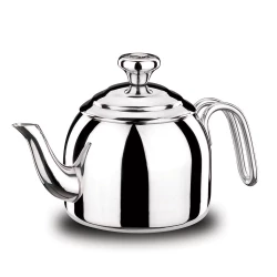 Korkmaz Stainless Steel Droppa Teapot 1.3 Liter Silver, Durable Stainless Steel Kettle for Hot and Cold Beverages, Elegant Home Use Teapot, High Quality Turkish Design for Tea and Coffee Serving