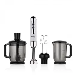 Korkmaz Mia Vanilla Chrome Mega Blender Set 850 Watt with 1500ml Chopping Bowl and 1000ml Measuring Cup