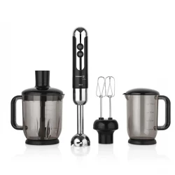 Korkmaz Mia Mega Black Chrome Blender Set A447-12 Powerful 850W 4-Blade System with 1500ml Chopping Bowl and 1000ml Measuring Cup