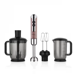 Korkmaz Mia Mega Rosagold/Chrome Blender Set 850 Watt 1500ml Chopping Bowl 1000ml Measuring Cup