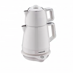 Korkmaz A332-05 Demiks Electric Turkish Tea Maker Vanilla Chrome 2000W Stainless Steel
