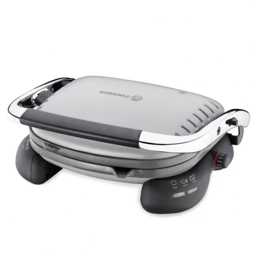 Korkmaz Castron Toaster Grey Chrome Ceramic Coated Cast Iron 1800W Multi-Purpose Sandwich Grill Maker Korkmaz Castron Toaster Grey Chrome Ceramic Coated Cast Iron 1800W Multi-Purpose Sandwich Grill Maker
