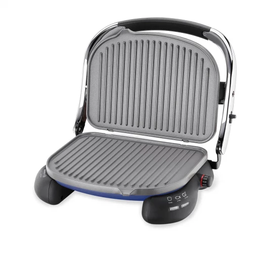 Korkmaz Castron Toaster Navy Blue-Chrome 1800W Ceramic Coated Cast Iron Grid Automatic Thermostat - Korkmaz - Image 3
