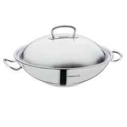 Korkmaz Proline WOK Pan with Two Handles 32 cm Stainless Steel for Induction Cooktops