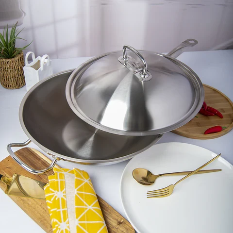 Korkmaz Proline Wok Pan 32 cm Stainless Steel Induction Compatible - Korkmaz - Image 3