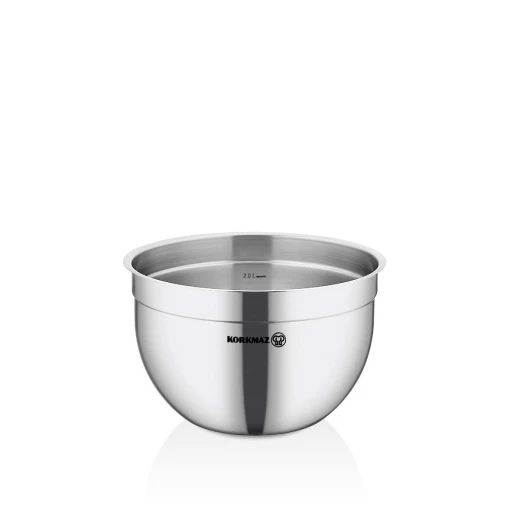 Korkmaz Proline Stainless Steel Mixing Bowl 1.9 Quart Silver Classic Style for Kitchen Prep and Cooking Korkmaz Proline Stainless Steel Mixing Bowl 1.9 Quart Silver Classic Style for Kitchen Prep and Cooking