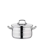 Korkmaz Astra 2 Steel Pot 16 cm 1.8 Liter Silver Cookware for Kitchen - Korkmaz