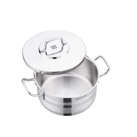 Korkmaz Astra 2 Steel Pot 16 cm 1.8 Liter Silver Cookware for Kitchen - Korkmaz - Image 4