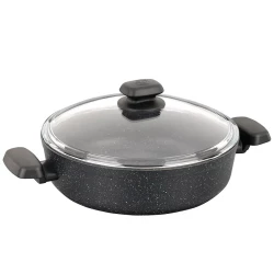 Korkmaz Ornella Short Granite Pot 24x6.5 cm 2.5 Liters Non-Stick Eco-Friendly