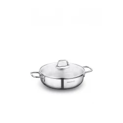 Korkmaz Perla 26 cm 3.6 Liters Stainless Steel Stock Pot with Lid for Efficient Cooking and Durable Kitchenware Silver Finish