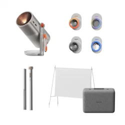 إكس جيمي MoGo 4 ليزر Outdoor Collection بروجكتور محمول بدقة 1080P Full HD وسطوع 550 ISO Lumens مع نظام Google TV ودعم HDR10 ونطاق ألوان BT.2020 وبلوتوث 5.1 وWiFi 5 وسماعات Harman Kardon وتجربة سينما خارجية مع حامل PowerBase وشاشة محمولة للرحلات والتخييم