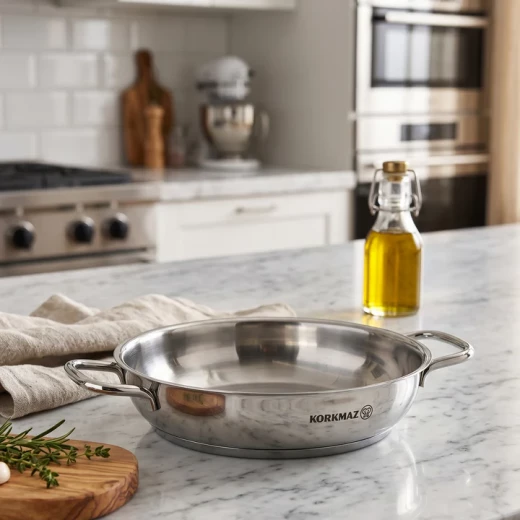 Korkmaz PROLINE Paella Pan 16 cm Stainless Steel Two-Handle Cookware - Korkmaz - Image 3