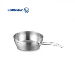 Korkmaz Proline Wok 24x8 cm Stainless Steel with Super Capsule Base for Even Heat Conduction