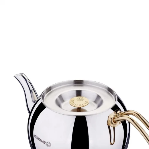 طقم شاي كوركماز هانيدان A22201 سعة 6 أشخاص أكواب شاي تركية من الستانلس ستيل وصحون - كوركماز - Image 2