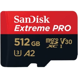 بطاقة SanDisk Extreme Pro microSDXC بسعة 512 جيجابايت UHS-I لأداء تطبيقات سريع وفيديو 4K UHD