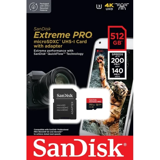 SanDisk Extreme Pro microSDXC 512GB UHS-I Memory Card for 4K UHD Video and Fast App Performance - Image 3