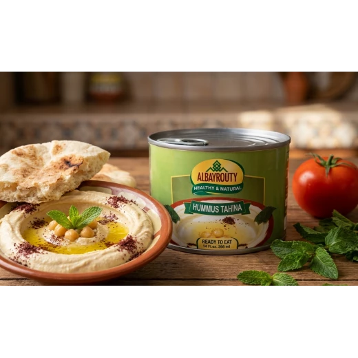 Al-Bairuti Hummus with Tahini 400g Chickpeas Dip for Snacks and Meals Al-Bairuti Hummus with Tahini 400g Chickpeas Dip for Snacks and Meals