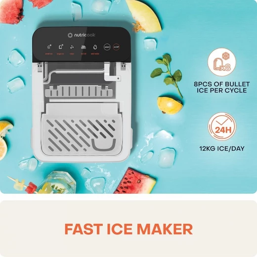 Nutricook Portable Ice Maker 12Kg Per Day Compact Design for Home and Office Use Black NC-ICY510K - Nutricook - Image 2