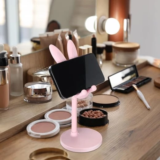 Kathfly 2 Pack Cute Bunny Phone StandHeight and Angle Adjustable Aluminum Alloy Desk Holder for Smartphones and Tablets - Wateen store - Image 2
