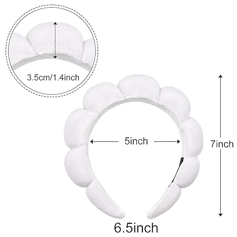 Ayesha White Velvet Spa Headband for Washing Face Makeup Skincare and Facial Cleansing - Wateen store - Image 5