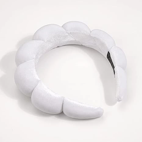 Ayesha White Velvet Spa Headband for Washing Face Makeup Skincare and Facial Cleansing - Wateen store - Image 4