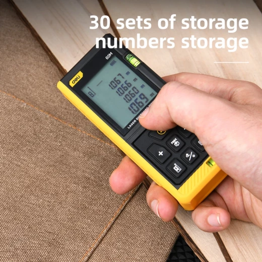 Deli EDL4168 Laser Distance Meter 60m Digital Range Finder with Backlit LCD Screen, Accurate Measurement Tool for Construction and DIY Projects, 2 AAA Batteries Included - Deli - Image 3