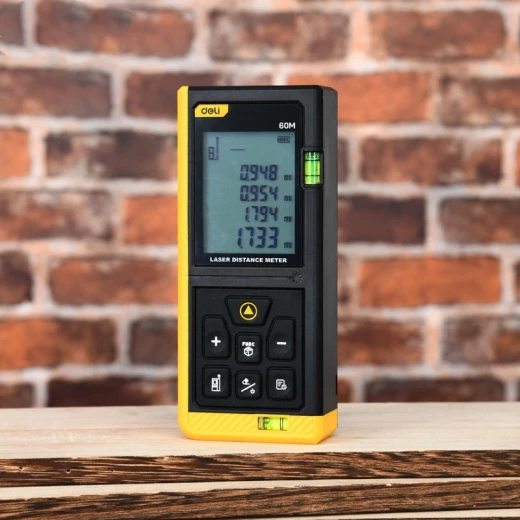 Deli EDL4168 Laser Distance Meter 60m Digital Range Finder with Backlit LCD Screen, Accurate Measurement Tool for Construction and DIY Projects, 2 AAA Batteries Included - Deli - Image 5