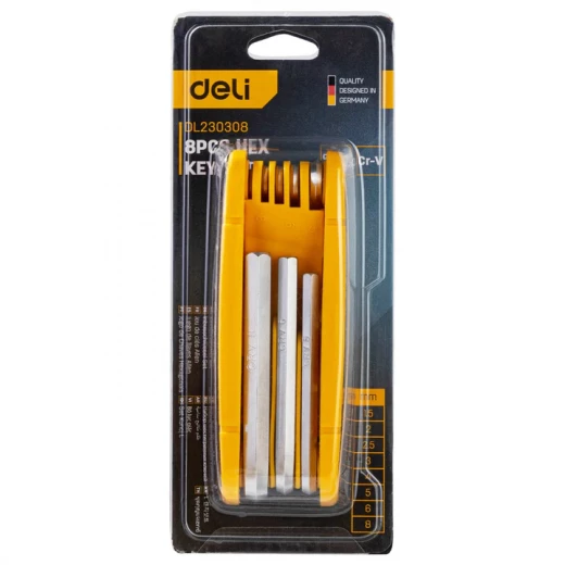 Deli 8pcs Foldable Flat End Hex Key Set Cr V Steel, 1.5mm 8mm - Deli - Image 4