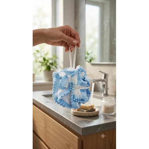 Bath Sponge Body Exfoliating Loofah Soft Shower Scrubber for Kids Men and Women Gentle Skin Cleansing Sponge Quick Dry Body Wash Puff for Daily Bathing and Personal Care - Wateen store - Image 2