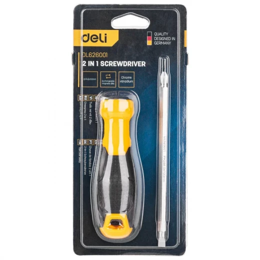 Deli Interchangeable Screwdriver 6/PH2x100mm Chrome Vanadium Steel, Anti Slip Grip - Deli - Image 3