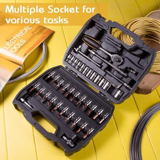 طقم مفاتيح ديلى 45 قطعة 1/4 بوصة من فولاذ CRV لإصلاح السيارات - ديلي - Image 2