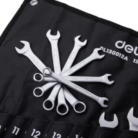 Deli Combination Wrench Set EDL130012A, Carbon Steel, 12-Piece, Metric Sizes