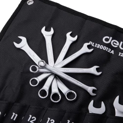 Deli Combination Wrench Set EDL130012A, Carbon Steel, 12-Piece, Metric Sizes