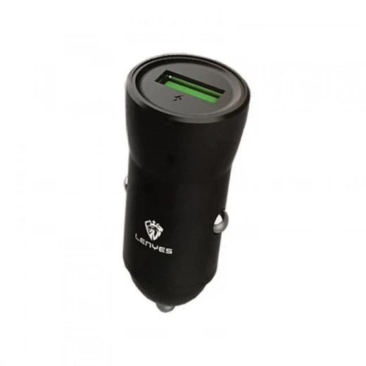 LENYES CA859+i6 Car Charger Black with 18W Fast Charging and Integrated Lightning Cable for Apple Devices LENYES CA859+i6 Car Charger Black with 18W Fast Charging and Integrated Lightning Cable for Apple Devices