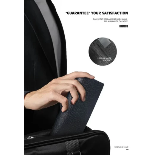 Lenyes LHB1203 Leather Pouch Slim Elegant Hand Carry Black for Small Essentials - Lenyes - Image 2