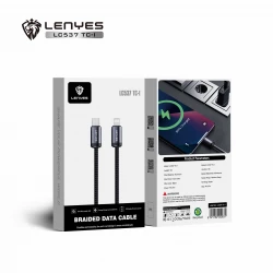Lenyes LC537-TC Braided USB to Type-C Data Cable 1 Meter Black Fast Charging and Sync