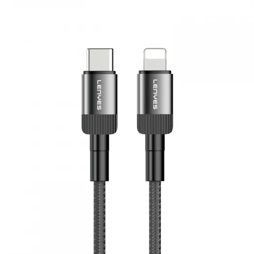 Lenyes LC546 Type-C to Lightning Cable 1 Meter Aluminium Alloy Braided 27W Fast Charging Tangle Free for iPhone and iPad