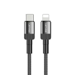 كابل لينيس LC-546 TC-TC بقوة 27 واط غير قابل للكسر من نوع Type-C إلى Lightning بطول 1.2 متر باللون الرمادي مع دعم Power Delivery وشحن سريع 3 أمبير - لينيس