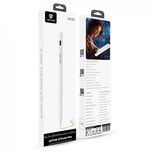 Lenyes LSP106 Active Stylus Pen for Capacitive Touchscreens with Palm Rejection and Tilt Sensitivity White - Lenyes - Image 2