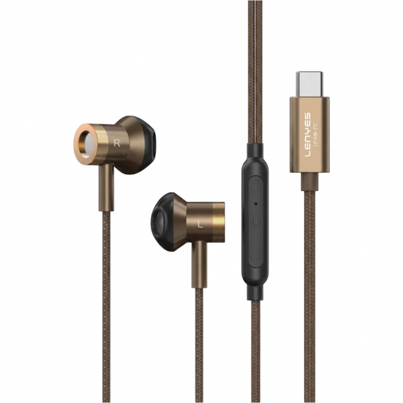 Lenyes LF106 Type-C Wired Earphones with 14mm Hi-Fi Drivers Inline Mic and 1.2m Tangle-Free Cable Ergonomic Lightweight - Lenyes