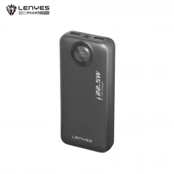 باور بانك لينيس موديل PX287D سعة 20000 مللي أمبير شحن سريع 22.5 واط مع كابلات مدمجة Type-C و Lightning وشاشة رقمية ذكية